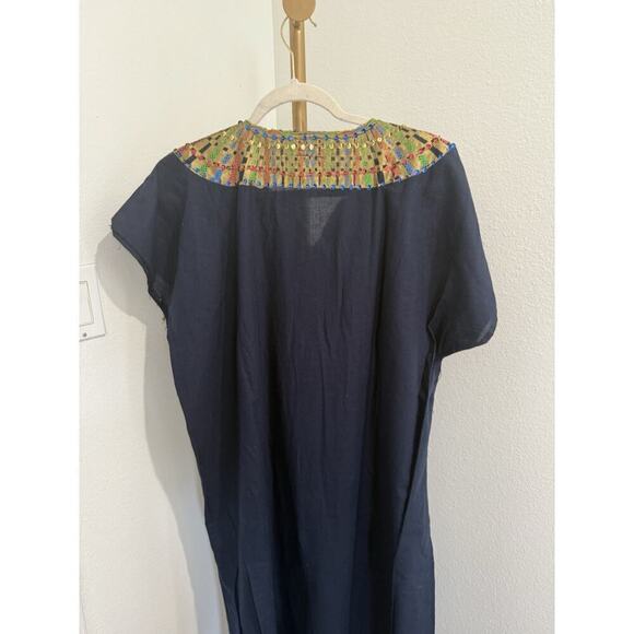 Horus Vintage Egyptian kaftan Robe, Black/ Gold Nefertiti/ Tutankhamun Design 4 - Picture 7 of 10